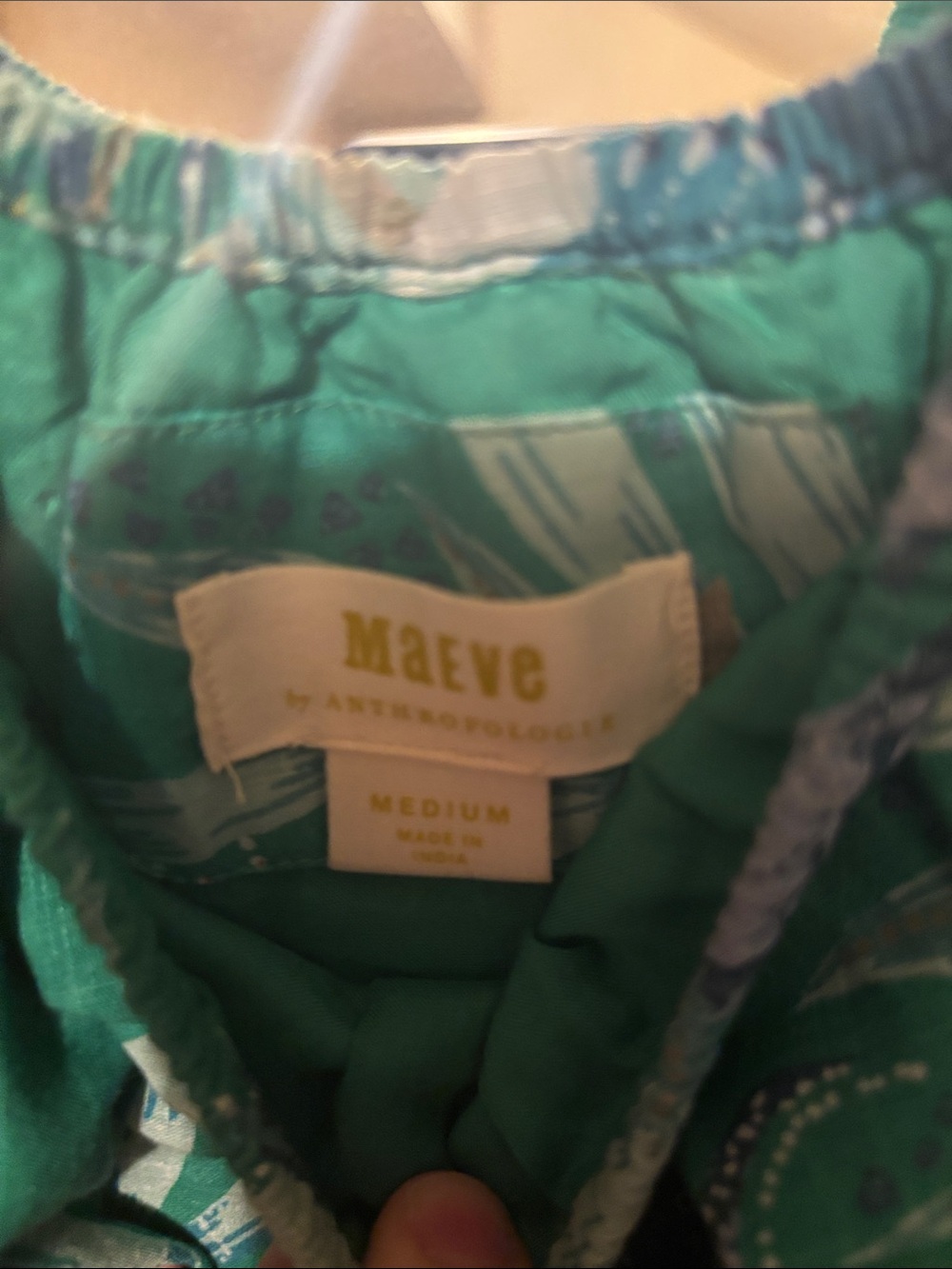 Anthropologie Maeve Sz Med Green Tropical Maxi Dress with Puff Sleeves - Picture 7 of 14